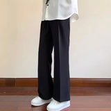 Riolio Summer Black Suit Pants Men Fashion Social Mens Dress Pants Korean Loose Bell-bottoms Pants Men Mens Office Formal Trousers