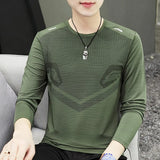 Riolio Ice Silk Long Sve T-irt for Men Slim Fit Qui Dry Smooth Material Spring Summer Base irt 30 40 Years Old Men's Faion