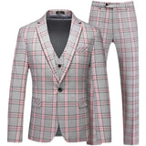 Riolio  Slim Fit Three Piece Men's Suit Korean Style Business Casual Plaid Professional Suit Set Male Cross-Border New Model