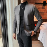 Riolio Knitted Cardigan Men Autumn Long Sleeve Slim Fit Sweater Coat Business Casual Sweatercoat Streetwear Men Clothing