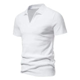 Riolio New Men's V-neck TShirt Slim Fit Cotton Short Sleeve Casual T-Shirt Jogger Mens Lightweight Loose Summer Tops