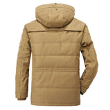 Riolio Thick Warm Trench Winter Parka Men Fleece Hooded Men Winter Jacket Coat Military Cargo Jackets Mens Plus Size Velvet Warm Coat