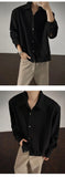 Riolio  Shirt men Korean Style Loose Fit Square Neck Plain Color Long Sleeve Shirt Man Autumn New Trendy Youth Dance Shirts Oversized