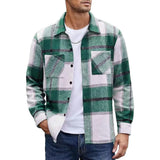 Riolio winter fits men Men Vintage Shirt Jacket Men's Plaid Print Shirt Coat Casual Button Down Jacket with Long Sleeve Fleece Shacket for Autumn