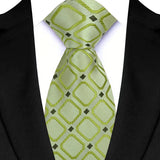 Riolio  Luxury 8CM Mens Necktie Green Color Floral Paisley Ties For Man Groom Jacquard Woven Neck Tie For Business Wedding Party