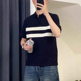 Riolio  Summer Men Color Matching Polo Shirts Korean Male Clothing T-shirt Versatile Casual Fashion Basic Lapel Loose Short Sleeves Tops