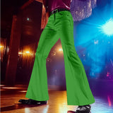 Riolio  Men's Vintage Solid Color Stretch Comfort Soft Flared Pants For Carnival Party