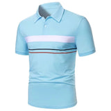 Riolio  Men's Color Block Short Sleeve Polo Shirt Casual Contrast Color Turn Down Collar Tops