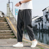 Riolio  Linen Wide Men Pants New Korean Trousers Oversize Linens Streetwear Male Spring Summer Pants Casual Men Clothing Sweatpants
