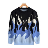 Riolio  New Korean Trendy Men Sweaters Light Luxury Knitted Color Clashing O Neck Long Sleeve Pullover Casual High Street Knitwear M-3XL