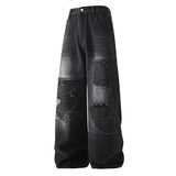 Riolio Punk Style Trend Fashion Ripped Jeans Straight leg jeans new wide leg pants Hip Hop Clothing