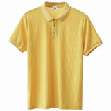 Riolio  Summer Men Clothing Short Sleeve Men's Polo Shirt Fashion Slim Casual Design Sense Lapel Button Solid Color Golf Polo T Shirt