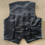 Riolio  Men Vest Black Sequin V Neck Single Button Waistcoat For Wedding Birthday Banquet Party Business Daily Casual Men Suit Vest