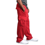 Riolio Men Sweatpants Long Pants Loose Sport Fit Jogging Joggers Sweat Pocket Cargo Pants Trousers Plus-size S-4XL