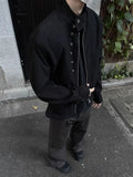 Riolio American Retro Multi-button Stand Collar Design Jacket Men Korean Hip Hop Coat High Street Hip-hop Solid Color Classic Jacket