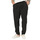 Men's Long Linen Pants Lightweight Loose Fit Trousers Breathable Cotton Streetwear Sport Sweatpants Solid Color Pencil Pants