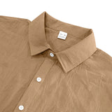 Riolio Summer New Solid Color Linen Men's Shirt Turn-down Collar Short Sleeve Men's Loose Casual Pocket Outdoor Vacation Shirt