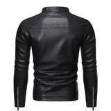 Riolio Men's Standing Collar Leather Jacket Autumn Oversized Slim Motorcycle Cycling Suit Winter Thickened PU Leather Work Clothes