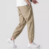 Riolio  High Street Trend Men Spring Fashion Work Pants Loose Bound Feet Thin Style Solid Color Elastic Waist Large Size Casual Trousers