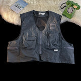 Riolio American Outdoor Multi-function Short Vest Jacket Basic Commuting Versatile Vest Cityboy Workwear Waistcoat Aesthetic Urban Chic