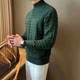 Riolio New Luxury Jacquard Men Sweater  Casual British Style Slim-fit Knitted Long Sleeve Pullover Fashion Leisure Basic Knitwear M-3XL