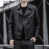 Riolio Leather Jacket Autumn New Flip Collar Slim Fit Casual Style Jackets Men's Motorcycle Outerwear Youth Fashion PU Leather Coat