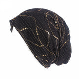 Riolio Spring/Summer Light Bright Thin Strip Decoration Double Fabric Breathable Skullies & Beanies Spring Muslim BeaniesHat