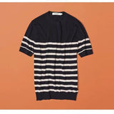 Riolio  Summer Men's Clothing Light Luxury Knit O Neck Short-sleeved T Shirt Patchwork Korean Leisure Streetwear Retro Knitwear T-Shirt