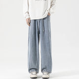 Riolio  Light Blue Baggy Jeans for Men Elastic Waist Relaxed Fit Wide Leg Trousers Street Fashion Hip Hop Cargo Pants Men Autumn