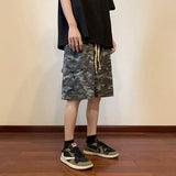 Riolio  Summer New Camouflage Multi Pocket Printed Workwear Men's Shorts Trendy American Loose Wide Leg Casual Elastic Band 5/4 Pan