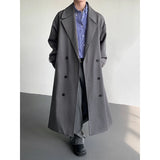 Riolio  Trench men Long coat New Loose Autumn fashion Double-breasted Caslua trench Unique cuff design Korean street windbreaker