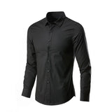 Riolio Men's Long Sleeve White Shirt Casual Business Formal Slim Fit Korean Style Professional Work Shirt Wrinkle-free Ironing