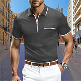 Riolio Men's Summer Casual Short Sleeved Polo Shirt Office Fashion Lapel Pocket T-shirt Men's Breathable Polo Shirt Men's Clothing