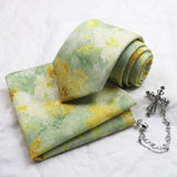Riolio  3pcs Neck Ties Set Winter Style Floral Necktie For Men Women Pocket Square Daily Wear Brooches Wedding Groom Tuxedo Accessories