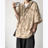 Riolio  Retro Floral Men's Short-sleeved Vintage Loose Casual High-end Drooping Vacation Shirt Jacket