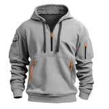 Riolio  Spring Autumn Men's Pullover Hoodies Fashion Mens Solid Color Multi-pocket Hooded Coats Mens Sports Zipper Sweatshirts Clothing