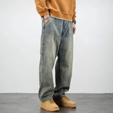 Riolio  Men's Jeans Retro Cargo Trousers Straight Man Cowboy Pants Punk Washed Luxury Designer 2025 Trend Y2k Vintage Korean Style Baggy