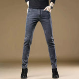 Riolio  Spring and Autumn New Fashion Trendy Solid Color Straight Leg Stretch Slim Fit Men's Casual Breathable High Quality Denim Jeans