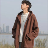 Riolio High Quality Men's Waffle Sweatshirt Korea Version Hooded Couple Coat Ins Hop Thickened Harajuku Men Women Jacket Oversize M-3XL