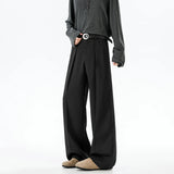 Riolio  Grey Black Suit Pants Men Fashion Society Mens Dress Pants Korean Loose Wide Leg Pants Mens Office Formal Trousers Large Size