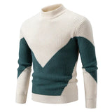 Riolio High Quality Men's New Autumn and Winter Casual Warm Color Block Sweater Knit Tops Man Clothes