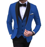 Riolio  Solid Men's 3 Pieces Wedding Suit One Button Shawl Lapel Jacket Vest Pants Dinner Groom Tuxedos Slim Fit Formal Business Suits