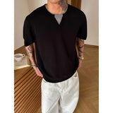 Riolio Summer New Loose Men's ort Sve T-irt V-Ne f Sve Simple Sle Korean Faion Casual Top Youth ular Basic Fit