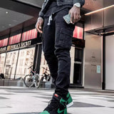 Riolio  Stylish Tide Brand Men Cargo Narrow Leg Denim Pants Elastic Slim Fit Jeans Solid Color Multi Pockets Casual Skinny Male Trousers