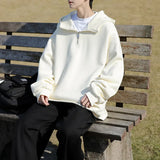 Riolio Spring Casual Hoodie Mens Half Zip Pullover Pure Color Streetwear Oversize Comfort Loose Fit Trending Hooded Sweatshirt