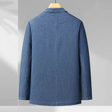 Riolio Spring and Summer Men's Thin Cotton Monochrome Suit Loose Denim Casual Suit Jacket Coat(oversized plus size)