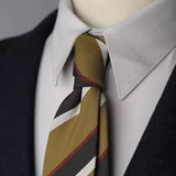 Riolio  2PCS Neck Tie Set Men Luxury Soft Cotton Neckties Brown Striped Pocket Square British Style Gentleman Tuxedo Shirt Accessories