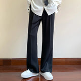 Riolio Summer Black Suit Pants Men Fashion Social Mens Dress Pants Korean Loose Bell-bottoms Pants Men Mens Office Formal Trousers