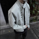 Riolio American Retro Multi-button Stand Collar Design Jacket Men Korean Hip Hop Coat High Street Hip-hop Solid Color Classic Jacket