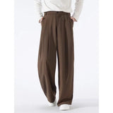 Riolio  Cleanfit High Waist Wide Leg Men's Pants Drapey Ice Silk American Style Casual Business Trousers for Teens And Young Adults
